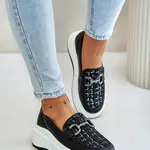 Kožené Dámské Mokasíny Na Platformě S Ozdobou Vinceza Černé