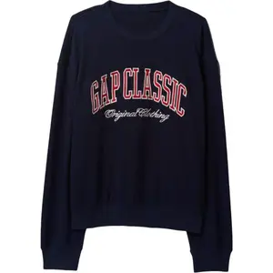 GAP CLASSIC LOGO CREW Pánská mikina, tmavě modrá, velikost