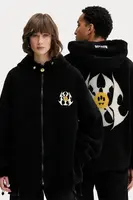 Fleecová mikina Barrow černá barva, s kapucí, vzorovaná, F5BWUAJK034