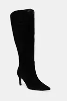 Semišové boty Guess PALISTA dámské, černá barva, na podpatku, FLFPTA SUE11