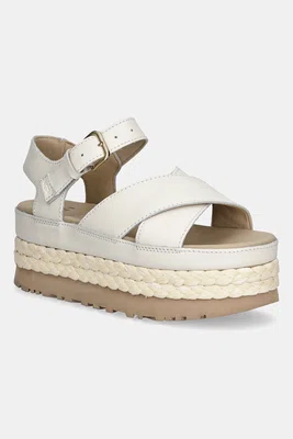 Kožené sandály UGG Aubrey Ankle Strap dámské, béžová barva, na platformě, 1169650-JSM
