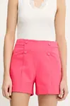 Kraťasy Morgan dámské, růžová barva, high waist, SHEON