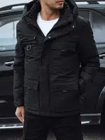 Pánská zimní bunda s kapucí černá Dstreet