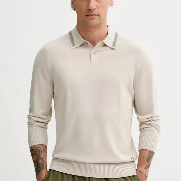 Vlněný svetr PS Paul Smith pánský, béžová barva, M2R-303Z-T21861