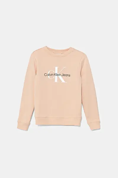 Mikina Calvin Klein Jeans oranžová barva, hladká, IU0IU00675