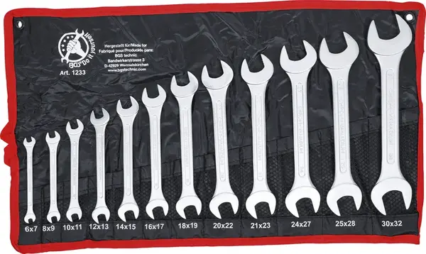 BGS Do it yourself Klíče ploché otevřené, dvoustranné, 6 x 7 - 30 x 32 mm, sada 12 kusů