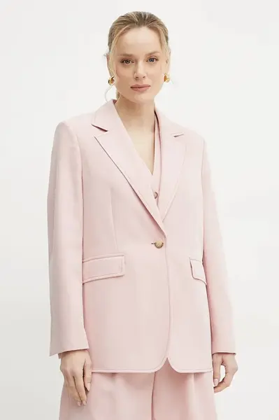 Sako s příměsí lnu BOSS Orange růžová barva, 50546215