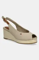 Sandály Tommy Hilfiger FLAG MID WEDGE ESPAD SLINGBACK béžová barva, FW0FW08595