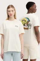 Bavlněné tričko Barrow béžová barva, s potiskem, S5BWUATH145