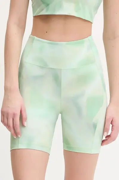 Tréninkové šortky Casall zelená barva, hladké, high waist, 25040