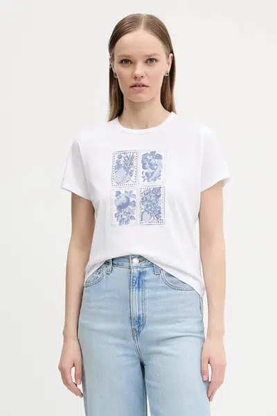 Bavlněné tričko Abercrombie & Fitch bílá barva, KI157-5201