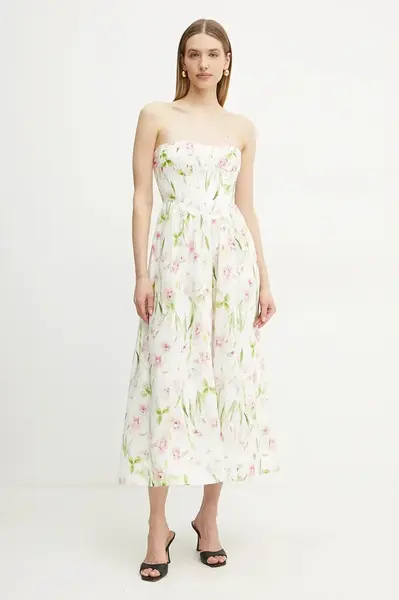 Šaty Bardot bílá barva, midi, 58164DB3