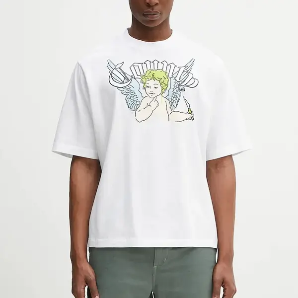 Bavlněné tričko Marcelo Burlon County Angel Boxy T-Shirt White Multicol