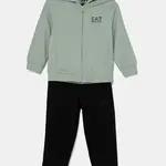 Dětská tepláková souprava EA7 Emporio Armani zelená barva, 7B000031 AF10380