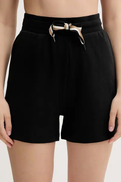 Šortky BOSS dámské, černá barva, medium waist, 50539981