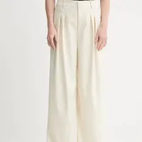 Kalhoty Gestuz dámské, béžová barva, široké, high waist, 10910171