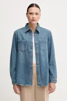 Džínová košile United Colors of Benetton dámská, modrá barva, relaxed, s klasickým límcem, 5WDMDQ0C5