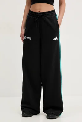 Tepláky adidas x Mercedes dámské, černá barva, s aplikací, JV5432