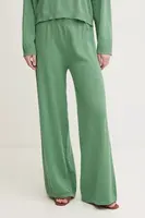 Bavlněné kalhoty United Colors of Benetton dámské, zelená barva, široké, high waist, 1294DF00V