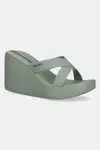 Pantofle Ipanema HIGH FASHION dámské, zelená barva, na klínku, 83646-BD680