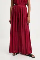 Kalhoty Answear.LAB dámské, vínová barva, široké, high waist