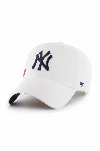 Bavlněná baseballová čepice 47 brand MLB New York Yankees bílá barva, s aplikací, B-CICON17GWS-WH