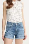 Džínové šortky Pepe Jeans FITTED SHORT HW MARY dámské, modrá barva, hladké, high waist, PL801191IC8