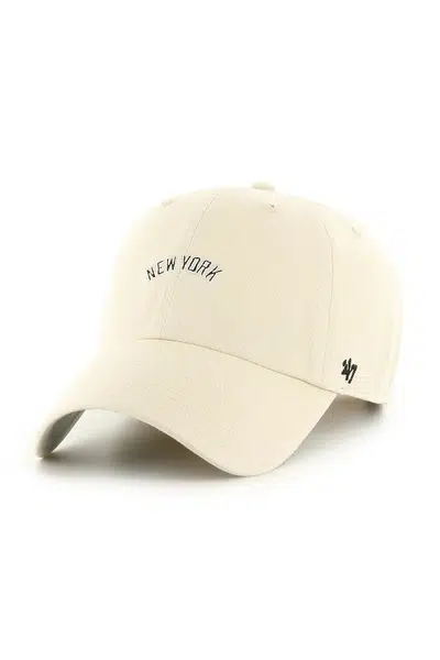 Bavlněná baseballová čepice 47 brand MLB New York Yankees béžová barva, B-BSRNS17GWS-NT