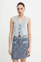 Džínová vesta Morgan CFLA modrá barva, jednořadá, CFLA