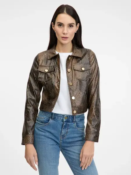 Brown Women's Patterned Leatherette Jacket ORSAY - Women's