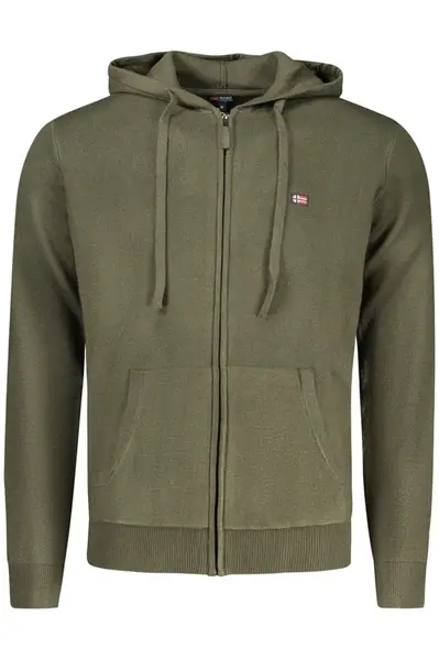 Pánská zelená mikina s kapucí na zip