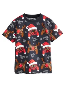 Next Tričko  gaštanová / červená / čierna / biela