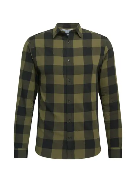 JACK & JONES Košeľa  olivová / čierna