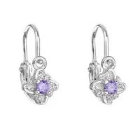 Evolution Group - Pavona Stříbrné dětské náušnice s fialovými zirkony 11175.3