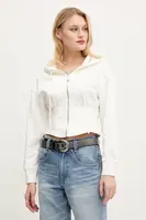 Bavlněná mikina Miss Sixty dámská, béžová barva, s kapucí, hladká, 6S1TJ57300