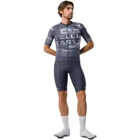 Castelli STRATUS LOGO JERSEY Pánsky cyklistický dres, tmavo modrá, veľkosť