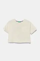 Dětské bavlněné tričko United Colors of Benetton béžová barva, 3I1XC10N8