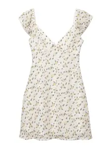 Pull&Bear Šaty  pastelovo žltá / tmavozelená / biela
