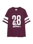Pull&Bear Tričko 'MICKEY 28'  burgundská / biela