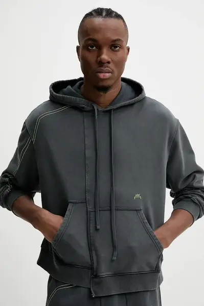 Bavlněná mikina A-COLD-WALL* pánská, šedá barva, s kapucí, hladká, ACWMW215