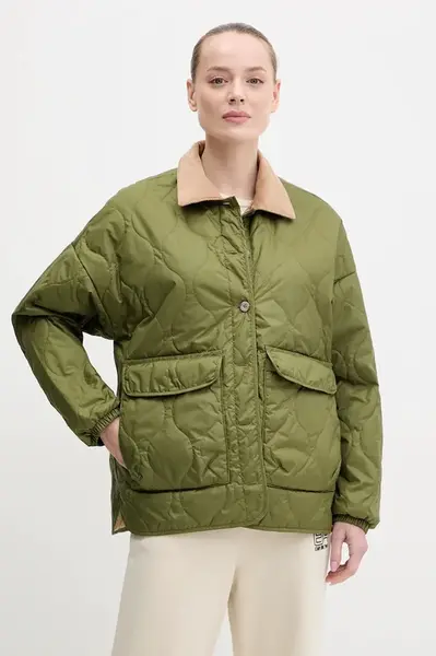 Oboustranná bunda Napapijri A-Secret zelená barva, přechodná, oversize, NP0A4IFAG1V1