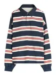 Bershka Tričko  tmavomodrá / červená / šedobiela