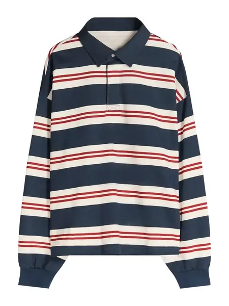 Bershka Tričko  tmavomodrá / červená / šedobiela