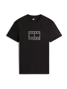 Tommy Jeans Tričko  čierna / šedobiela
