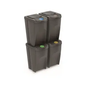 prosperplast Odpadkový koš SORTIBOX 4 x 35 l šedý