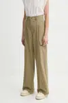 Kalhoty G-Star dámské, zelená barva, široké, high waist, D26036-D909