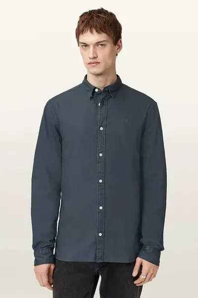 AllSaints  košile pánská bavlněná s elastanem HAWTHORNE LS SHIRT