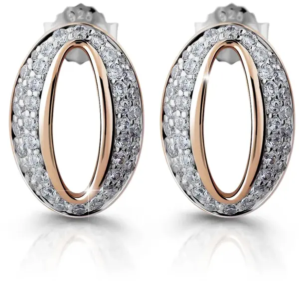 Modesi Elegantní bronzové náušnice ze stříbra se zirkony M25007