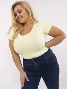Žlté dámske tričko Plus Size z bavlny