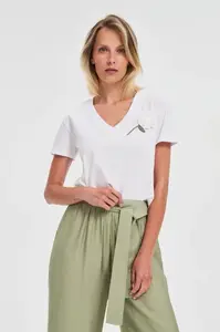 Marisse White Blouse With Crochet Appliqué